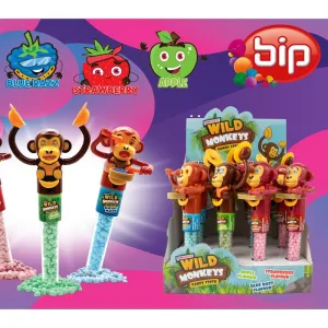 🐒 Monos Musicales Bib Candy Wild Monkeys Candy Stick – 12 Unidades