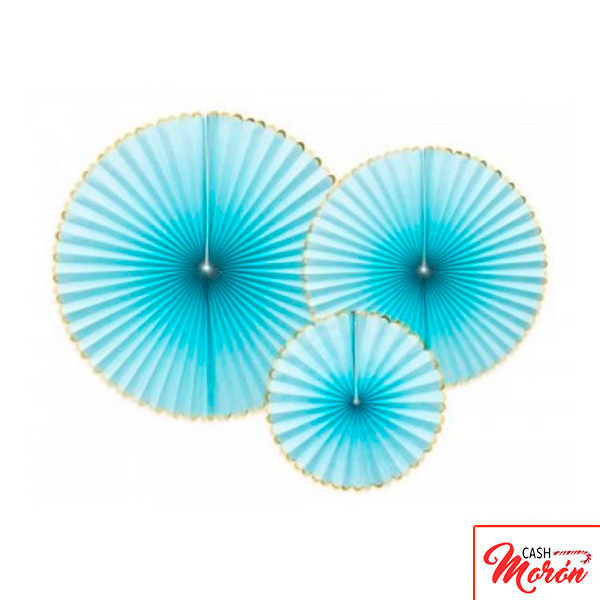 Partygama - Abanicos azul y dorado